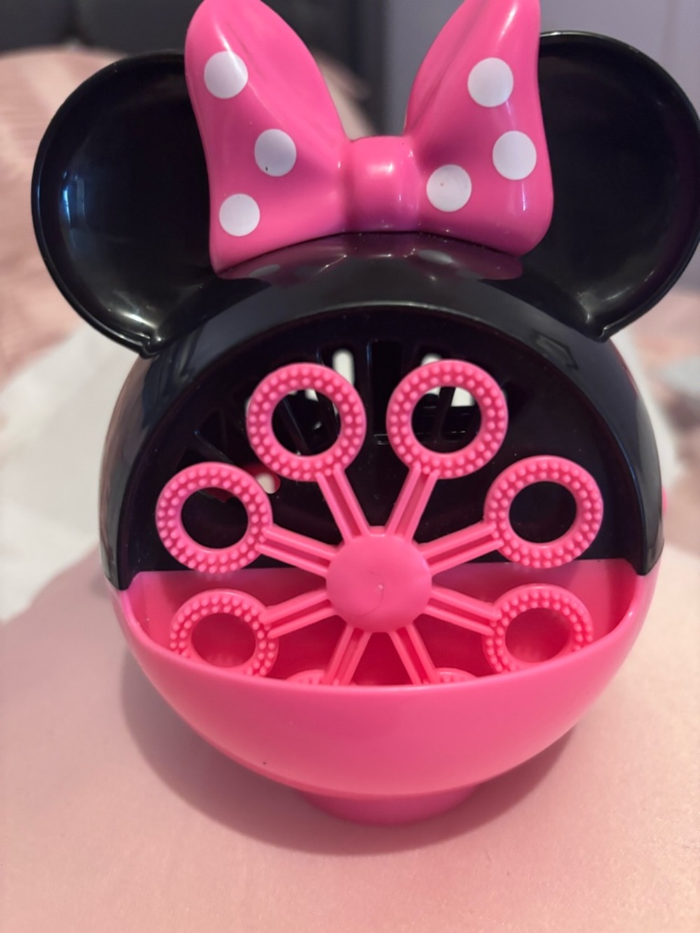 Kids Bubble Machine Toy - Pink & Black Minnie-Style Design